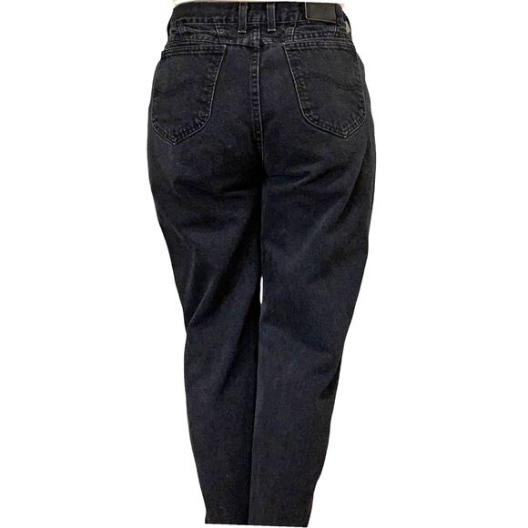 Vintage Lee Jeans 14 Long Black Tapered High Waist Union Made - Picture 13 of 14